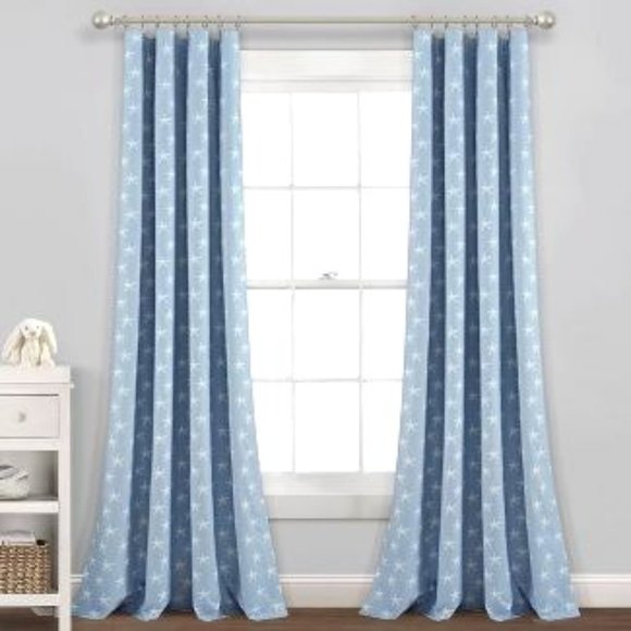 Lush Other - 84"x52" Seaside Starfish Blackout Window Curtain Panel Blue - Lush Décor - NEW